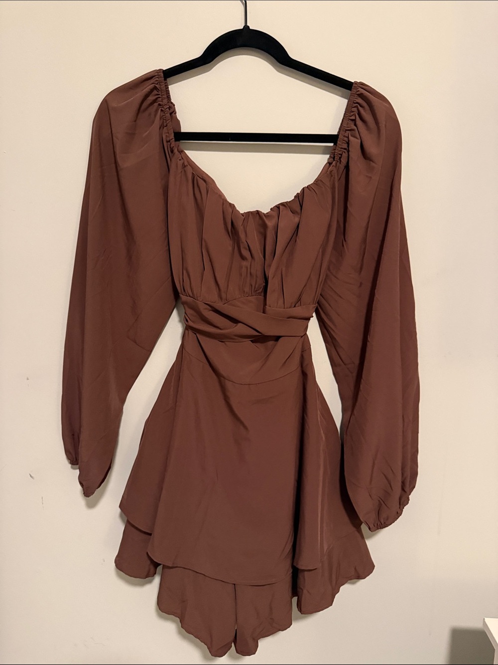 Brown Long Sleeve Romper Dress Like New size M